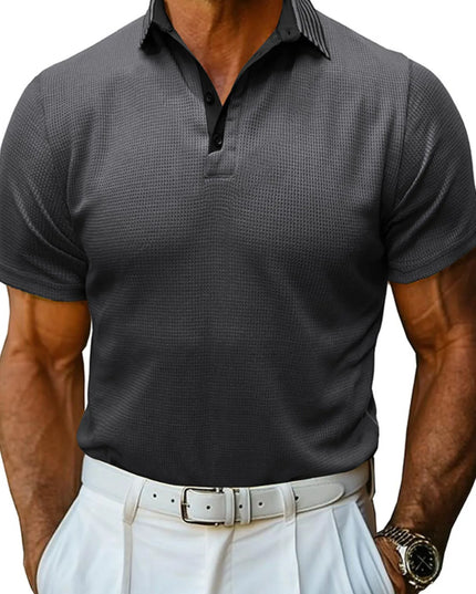 Men's Classic Textured Golf Polo Shirt Dark Gray