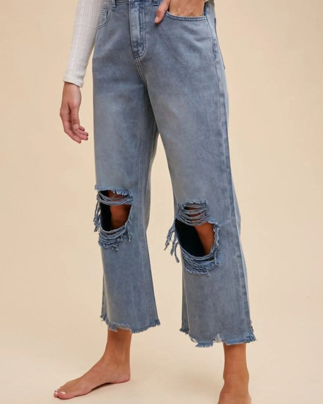 Annie Wear Distressed Raw Hem Jeans