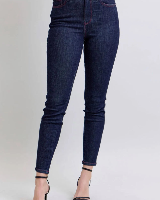 Judy Blue Full Size Heart Shaped Back Pockets Skinny Jeans Dark