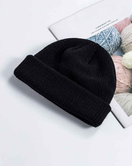 Cozy Rib-Knit Cuff Beanie Black One Size