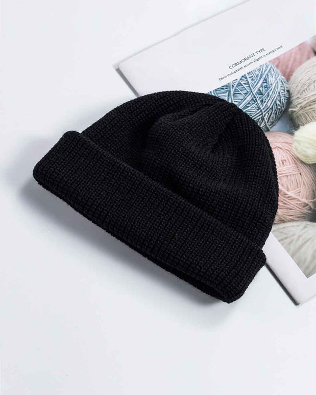 Cozy Rib-Knit Cuff Beanie Black One Size