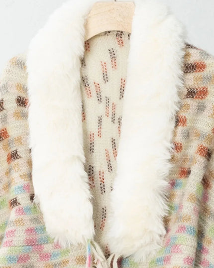 Fringe Fuzzy Open Front Poncho