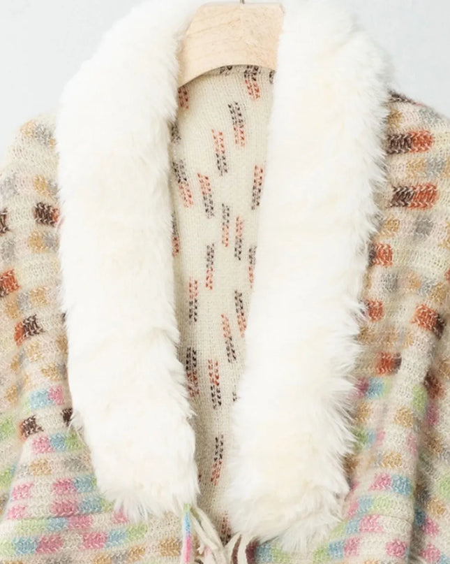 Fringe Fuzzy Open Front Poncho