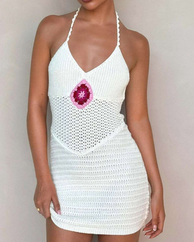 Openwork Halter Neck Sweater Dress