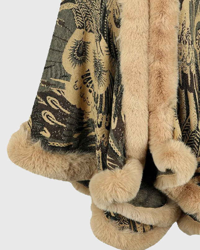 Printed Open Front Poncho