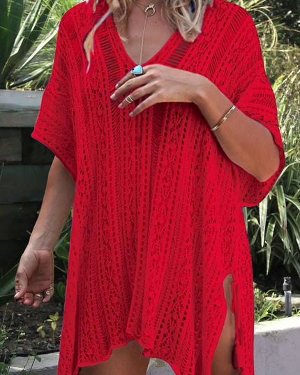 Angel Wings Cutout V-Neck Cover-Up with Tassel 