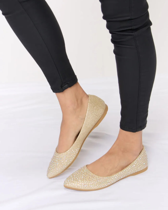 Forever Link Rhinestone Point Toe Flat Slip-Ons