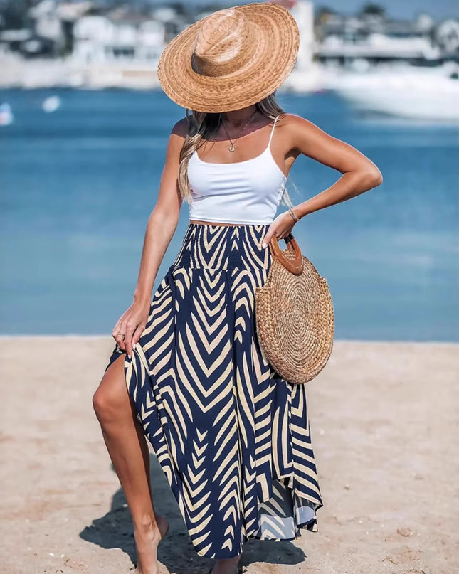 Printed High Waist Maxi Skirt 