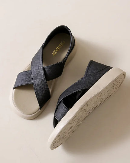 Crossover Platform Comfort Sandals Black