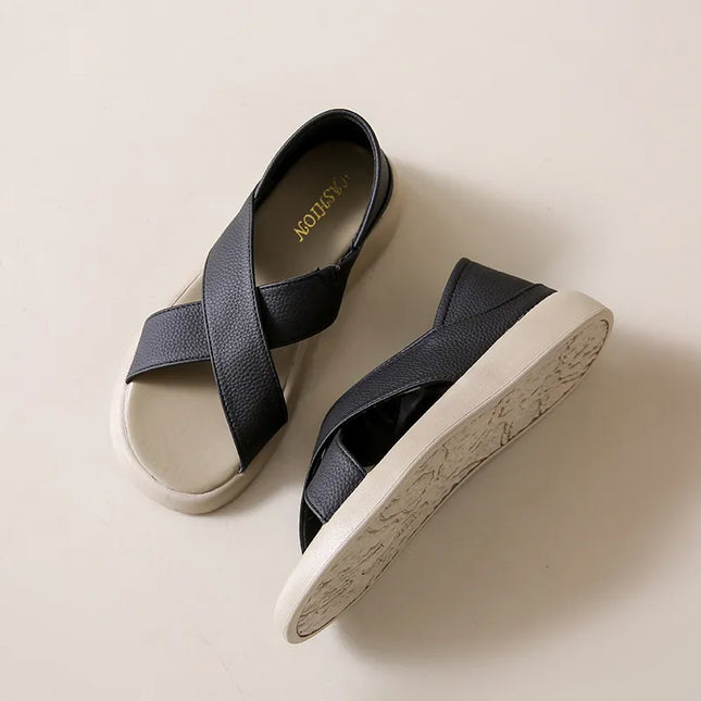 Crossover Platform Comfort Sandals Black