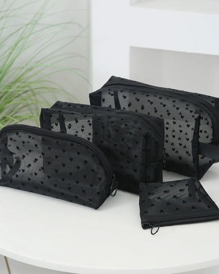 4- Piece Heart Polyester Storage Bag Black One Size