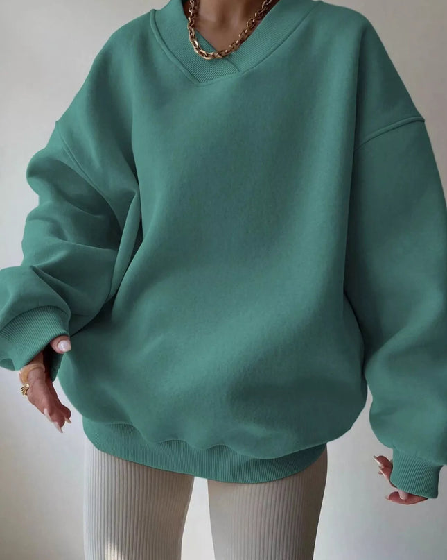 Dropped Shoulder Long Sleeve Oversized Sweatshirt Green