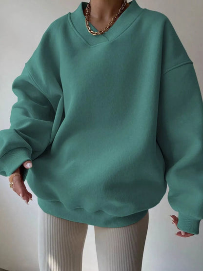 Dropped Shoulder Long Sleeve Oversized Sweatshirt Green