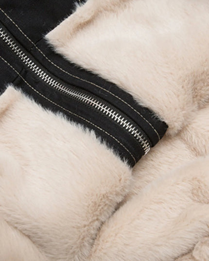 Men's Faux Fur Hooded Zip Up Jacket