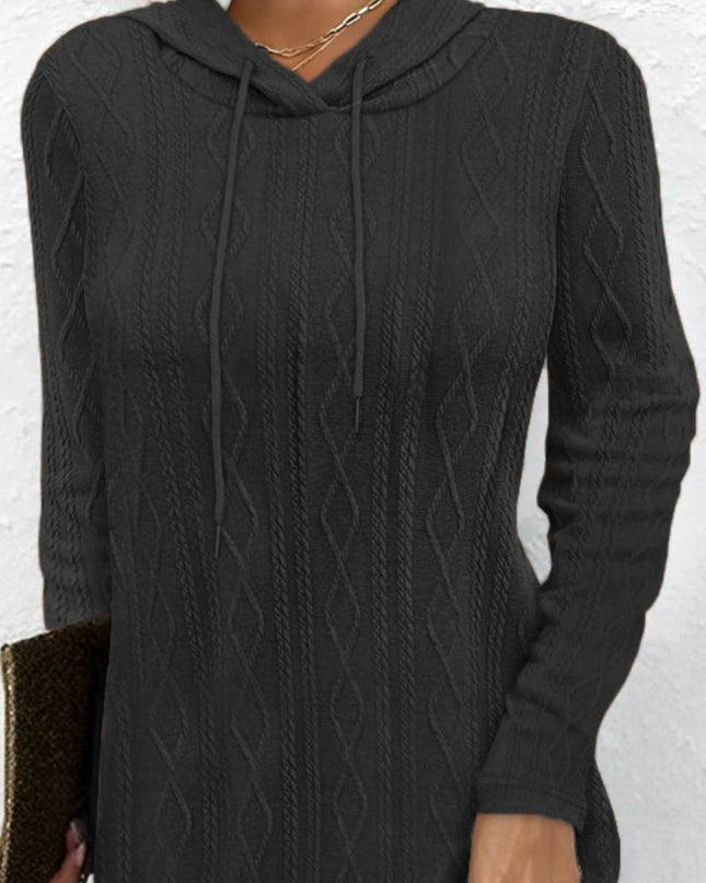 Drawstring Hooded Sweater Dress