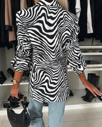 Animal Print Long Sleeve Blazer