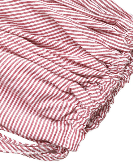 Striped Balloon Sleeve Button-Up Shirt