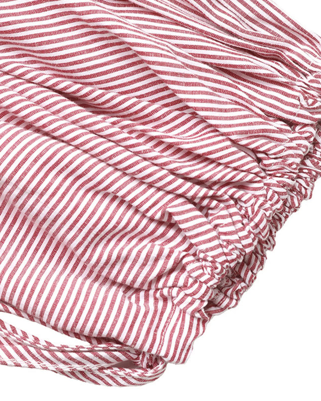 Striped Balloon Sleeve Button-Up Shirt