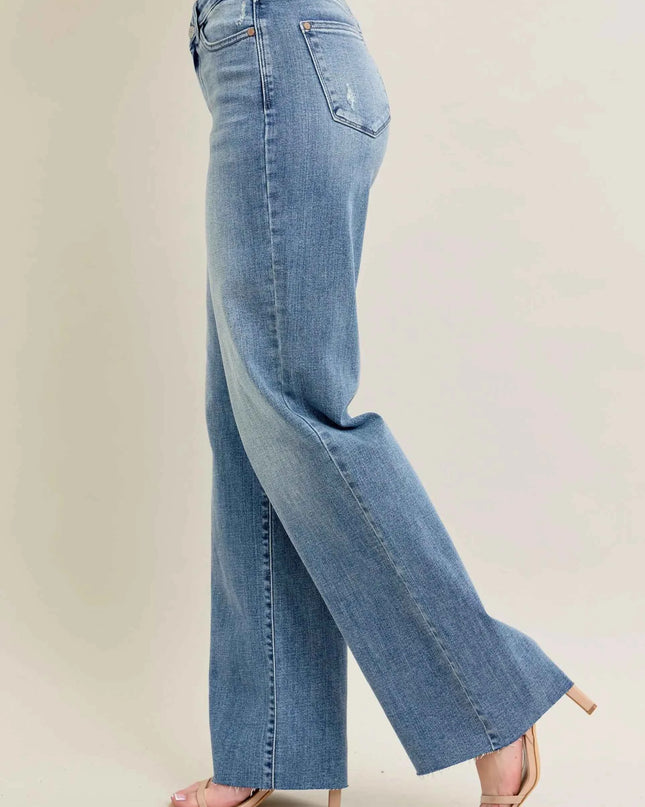 Judy Blue Full Size V - Front Baggy Jeans Plus Size