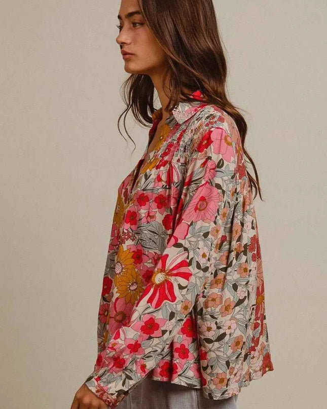 BiBi Woven Floral Printed Shirt Top