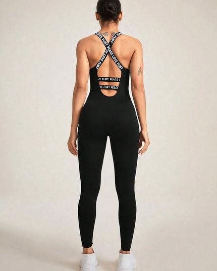 Crisscross Back Sleeveless Active Jumpsuit 