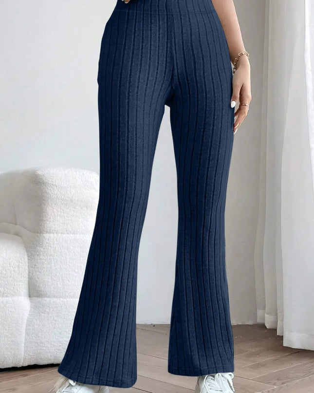 Basic Bae Full Size Ribbed High Waist Flare Pants