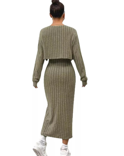 Ribbed Knit Cami Dress & Cardigan Set