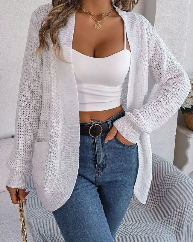 Open Front Long Sleeve Cardigan with Pockets