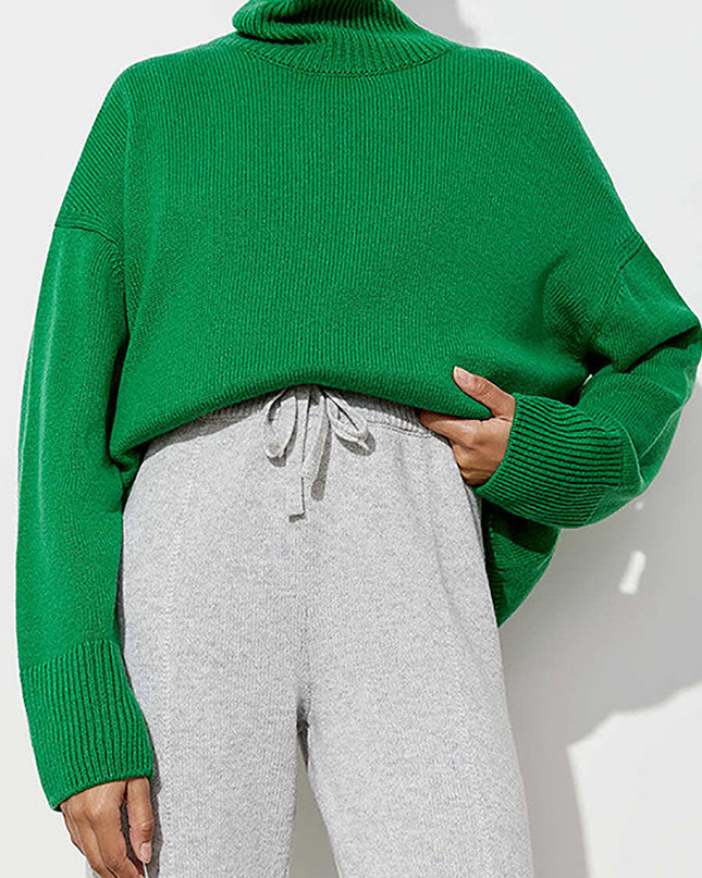 Turtle Neck Dropped Shoulder Sweater