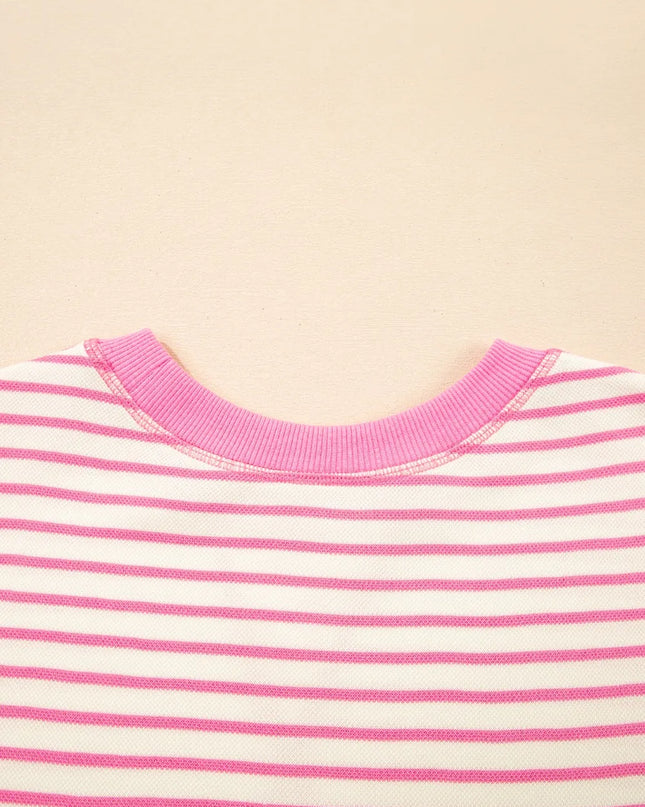 Striped Flounce Sleeve Casual Blouse