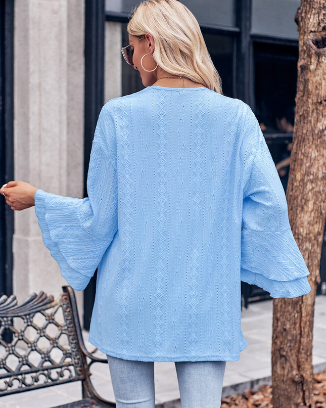 Eyelet Bell Sleeve Cardigan