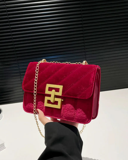 Gold Clasp Chain Shoulder Bag 