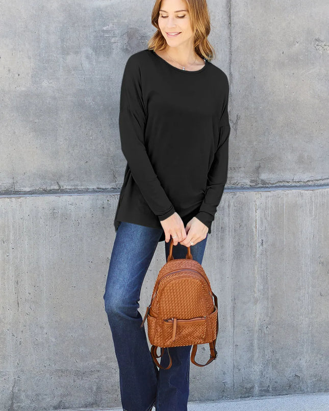 Basic Bae Full Size Round Neck Dropped Shoulder T-Shirt