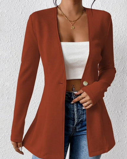 One Button Long Sleeve Blazer