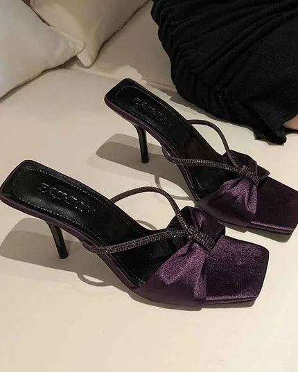 Rhinestone Mid Heel Sandals