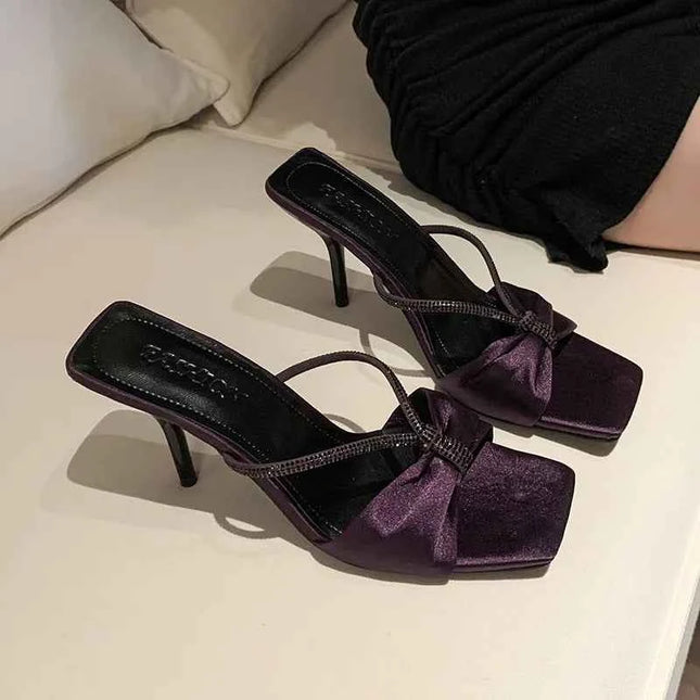 Rhinestone Mid Heel Sandals