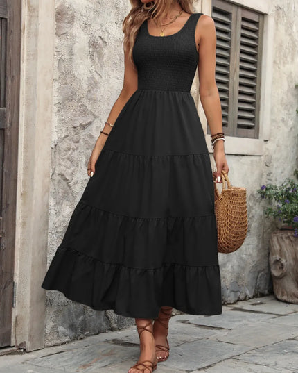 Ivy Lane Smocked Scoop Neck Sleeveless Tank Dress 