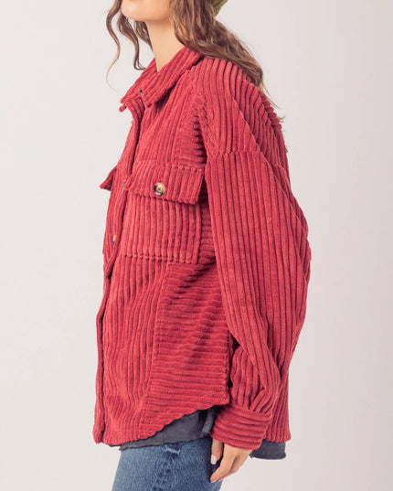Button Up Long Sleeve Corduroy Jacket