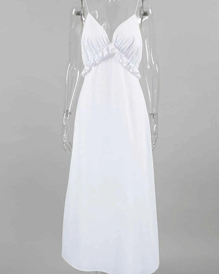 Ruffled V-Neck Maxi Dress