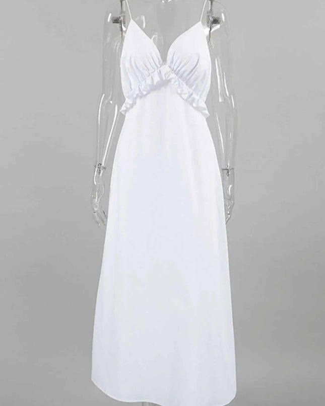 Ruffled V-Neck Maxi Dress