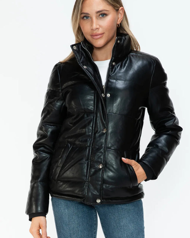 YMI Pocketed Zip Up Turtleneck Puffer Jacket