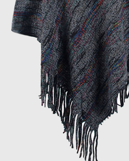 Fringe Hem Hooded Poncho