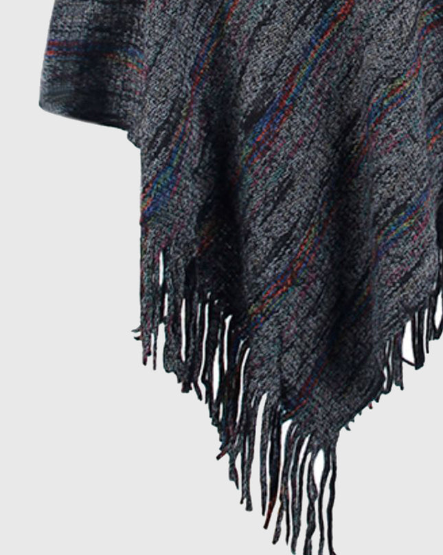 Fringe Hem Hooded Poncho