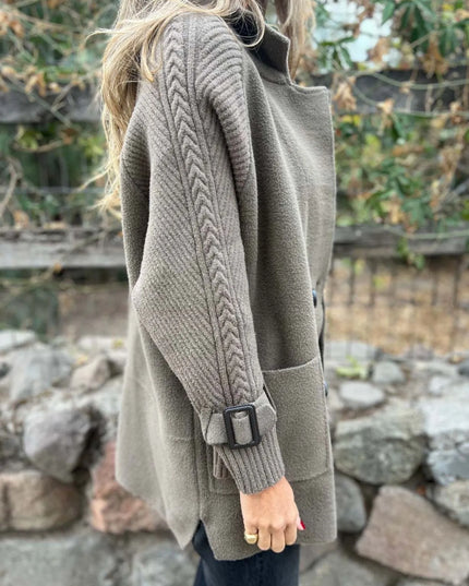 Full Size Texture Knit Longline Coat Plus Size