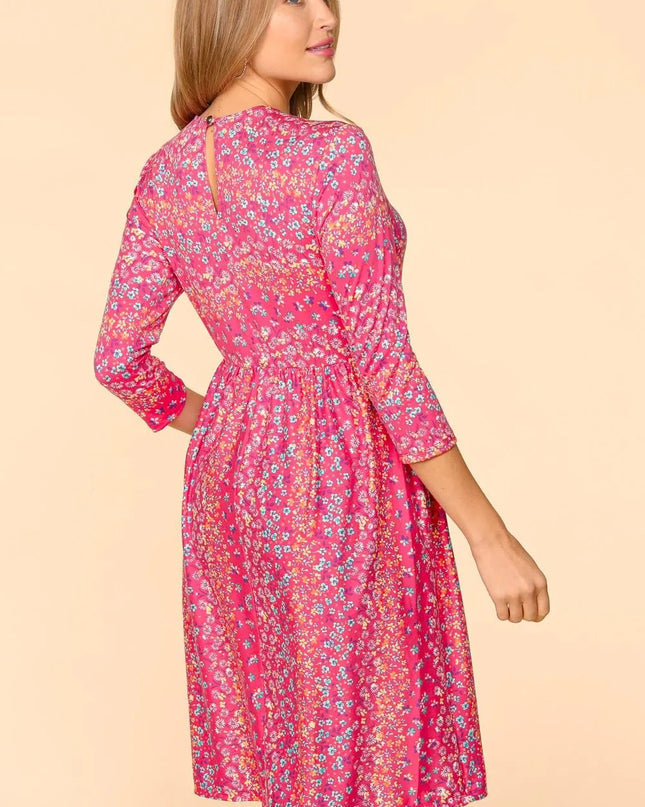 Haptics Round Neck Floral Dress with Pockets