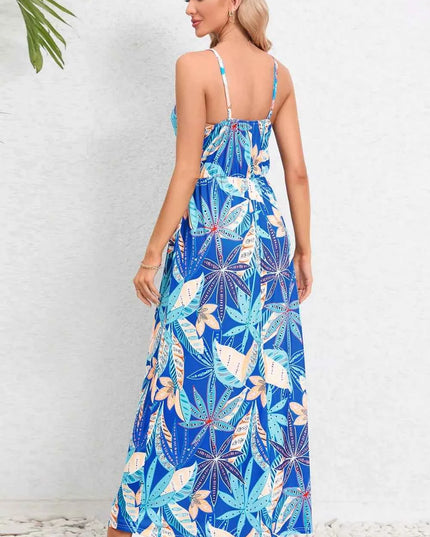 Printed Surplice Maxi Cami Dress