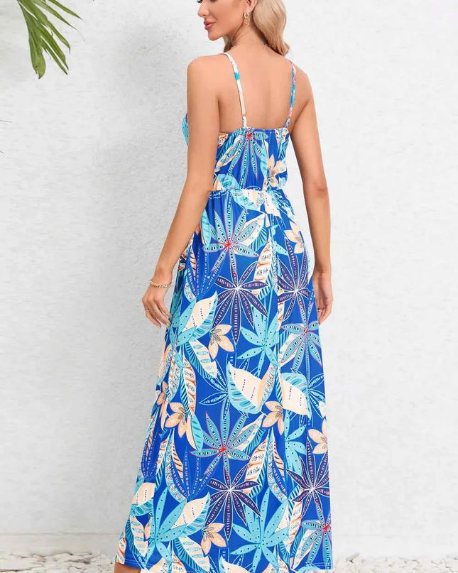Printed Surplice Maxi Cami Dress