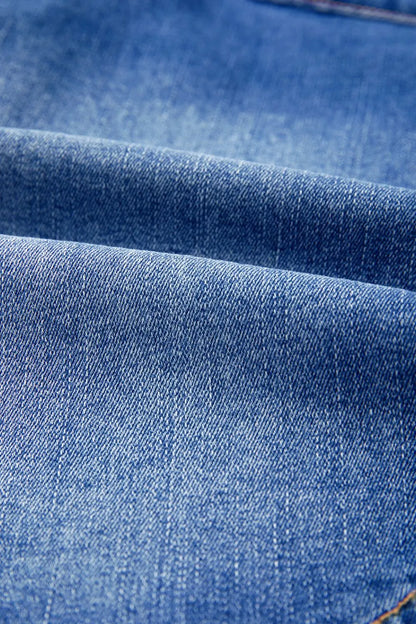 Wrapped Crossed Waist Denim Mini Skirt 