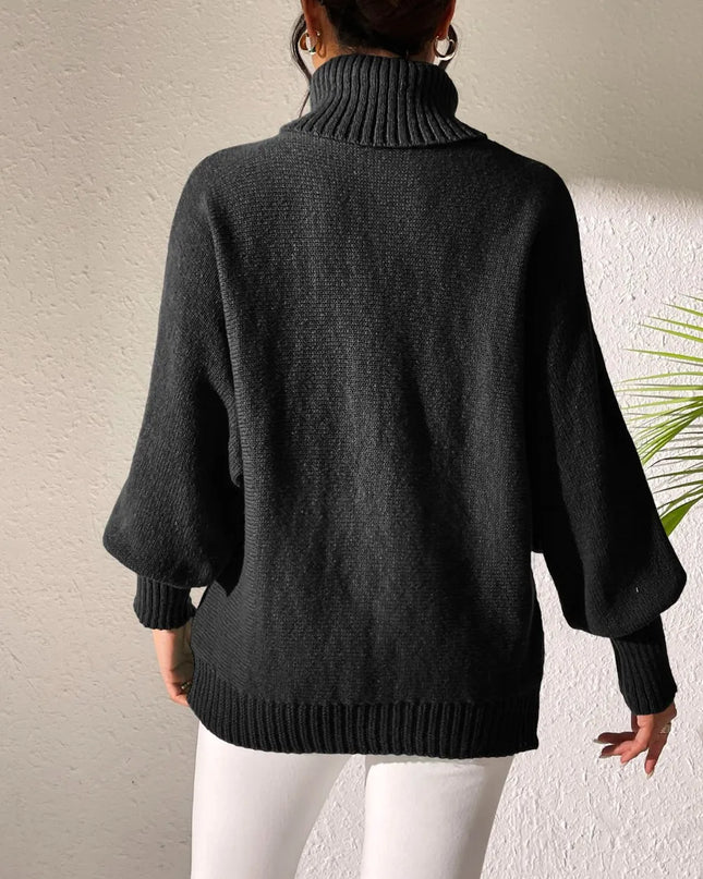 Heart Turtleneck Long Sleeve Sweater
