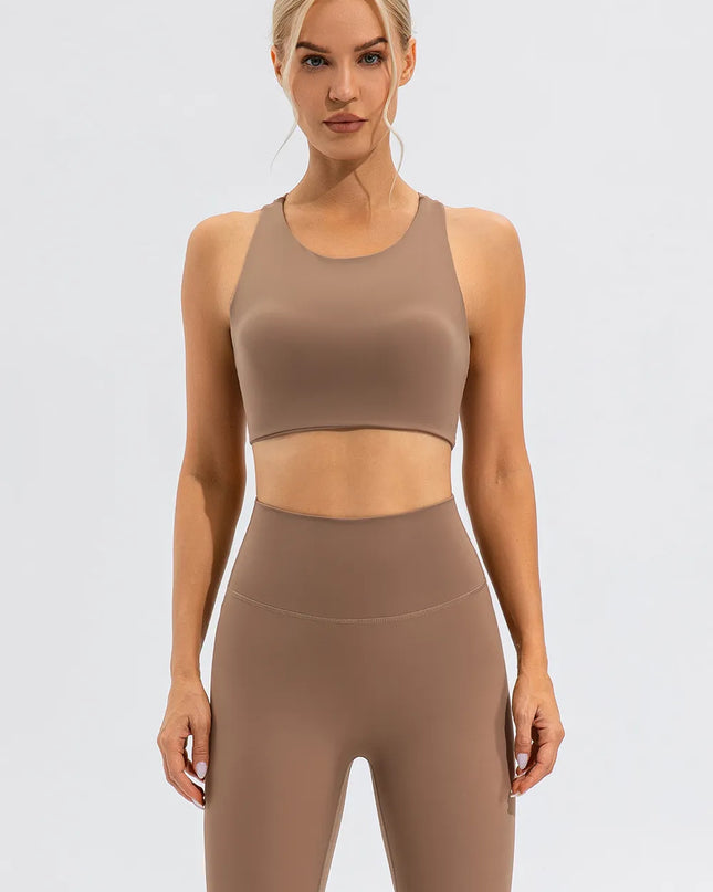 Round Neck Cutout Cropped Active Tank 
